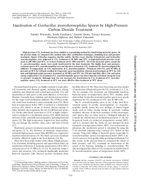 destruction of organisms in an autoclave|Evaluation of Geobacillus stearothermophilus inactivation in a .